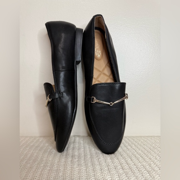 Rachel Zoe Shoes - Rachel Zoe Black Faux Leather Slip-On Loafers with silver  Bit Detail size 9.5